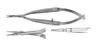 ВАННЕС МІКРО-НОЖИЦІ ЖОЛОБ. РУЧК. ПРЯМ. 85MM